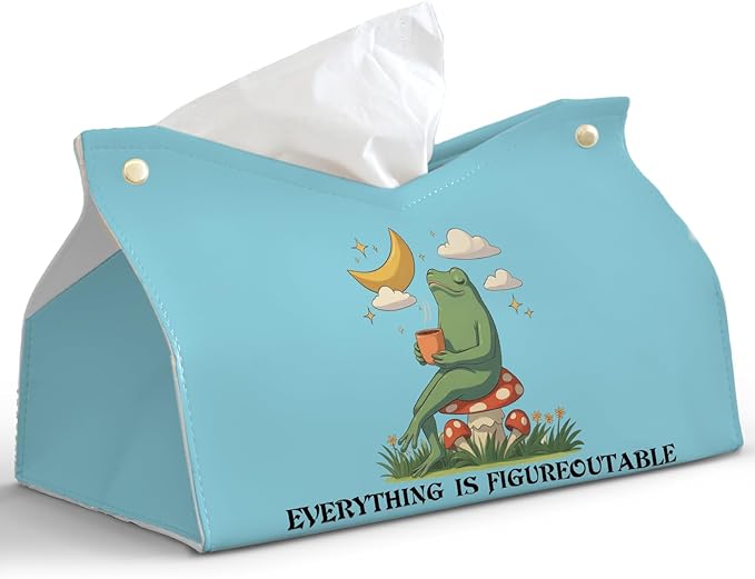Bule Frog Motivational Tissue Box Cover, Mental Health Inspirational Toilet by PaJiaNi