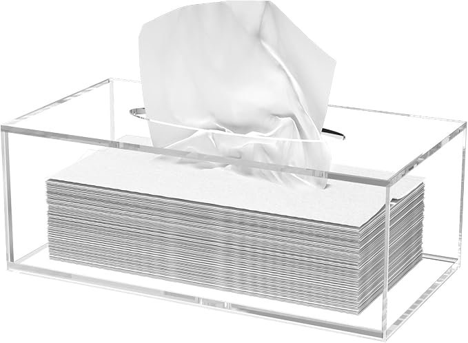 Acrylic Tissue Box Cover, PITBVO Facial Napkin Dispenser Holder Case Dryer by PITBVO
