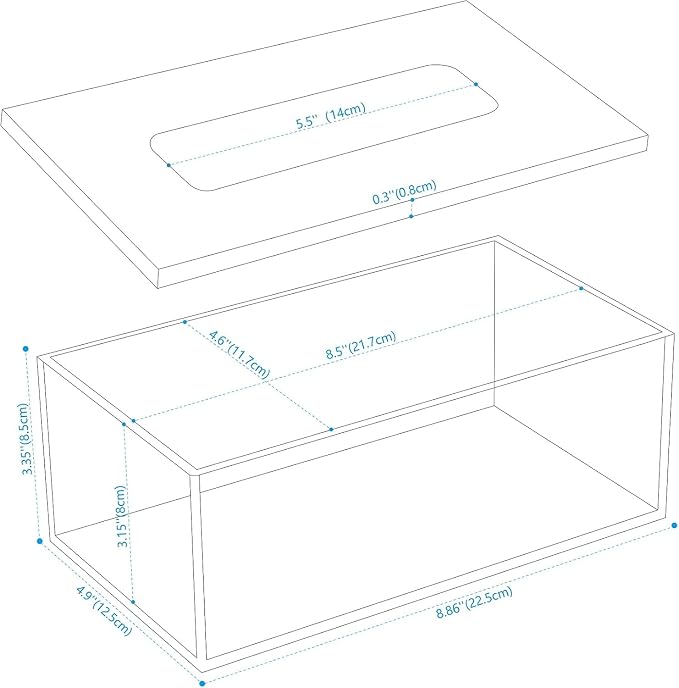 SANRUI Clear Acrylic Facial Tissue Box Cover Holder - Image 2