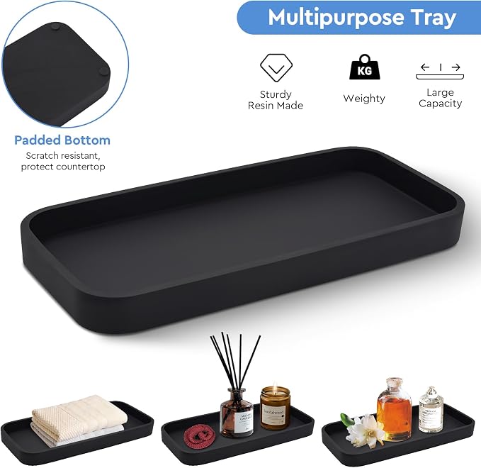 Bathroom Accessory Set, Toothbrush Holder, Qtip Holder Dispenser & Resin Vanity - Image 5