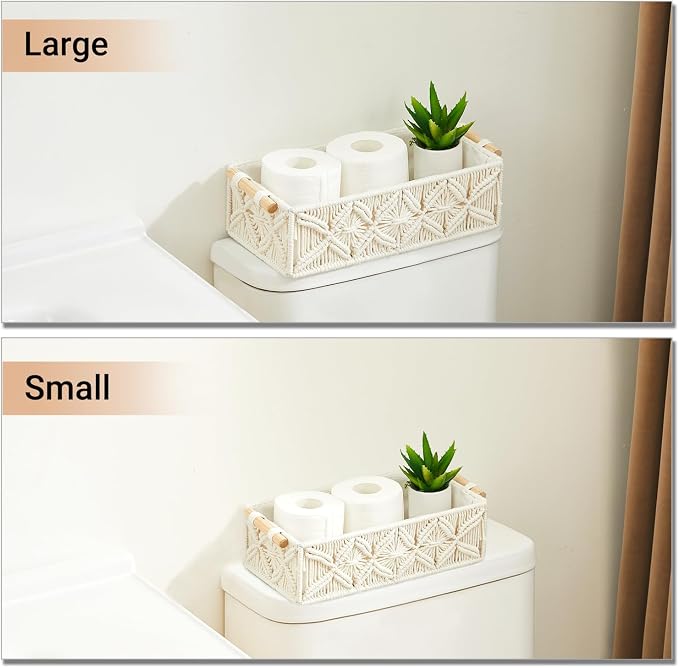 Nonam Macrame Storage Baskets, Boho Decor Style Woven Storage Boxes - Image 4