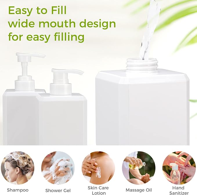 Suream 33.8 oz Refillable Pump Dispenser Bottle, Body Soap, Hand Soap, - Image 5