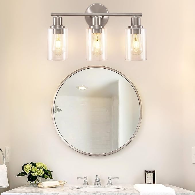 DLLT 3-Light Bathroom Light Fixtures: Nickel Modern Vanity Lights - Image 8
