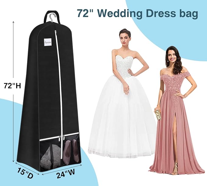 SLEEPING LAMB 72'' Bridal Wedding Gown Dress Garment Bag 15'' Gusseted Garment - Image 2