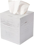 Tissue Box Cover Square, Rustic White Wooden Tissue Box Holder by Yarezmuell