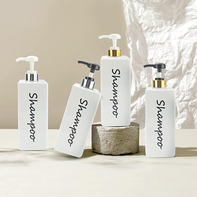 Shampoo and Conditioner Dispenser Modern Refillable Shampoo Pump Bottles - Image 4