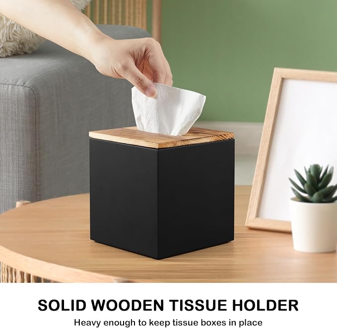 Black Tissue Box Cover Square - Image 2