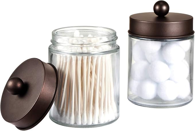 Amolliar 4Pc Apothecary Jars Bathroom Vanity Storage Organizer Set -Countertop - Image 3