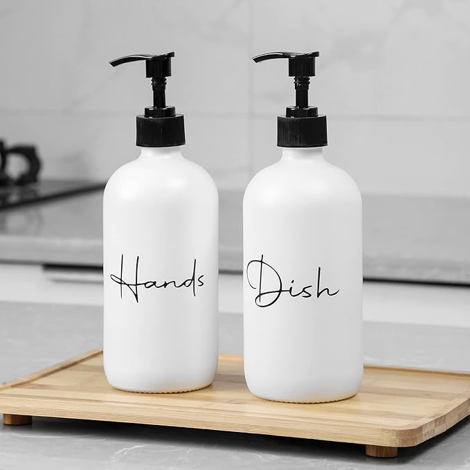 17 oz Hand Soap Dispenser Glass Liquid Dish Soap Bottles, Refillable Empty - Image 2