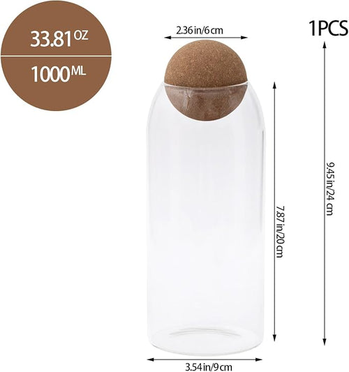 1 Pack 9.45 In Glass Storage Container, Ball Cork Jar Decorative Organizer - Image 2