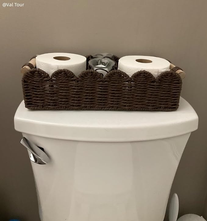 CubesLand Paper Rope Scalloped Edge Shelves Storage Basket, Woven Toilet Paper - Image 6