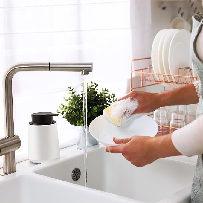 Ceramic Foam Soap Dispenser 2 Pack, 12oz White Lotion Hand Sanitizer Soap - Image 6