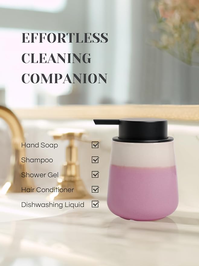 INGOFIN Ceramic Foaming Soap Dispenser - 12oz Foam Hand Soap Dispenser Bathroom - Image 6