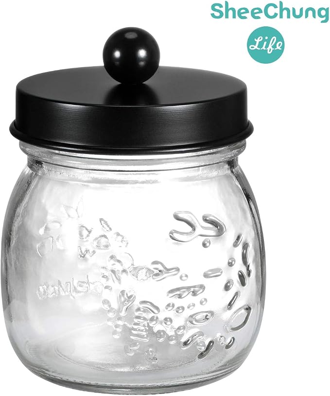 SheeChung Small Mason Jar, Glass Qtip Holder, Apothecary Jars - Image 2
