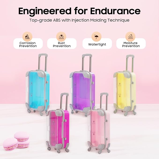 Jiabailie 12 Pack Mini Suitcase Party Favor Gift Box Plastic Mini Luggage - Image 4
