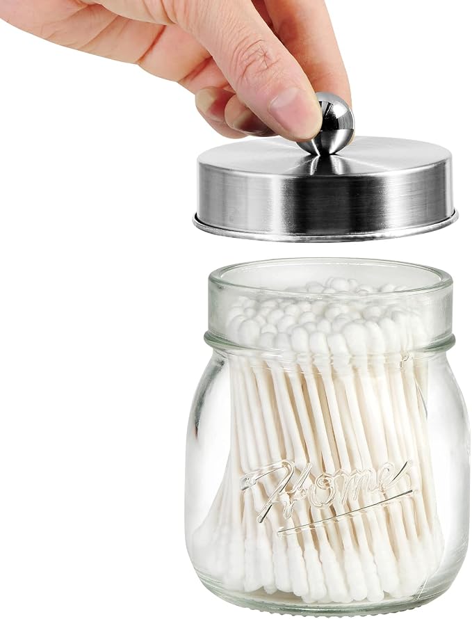 SheeChung 3 Pack Qtip Holder, Contracted Design Bathroom Decor, Apothecary Jars - Image 2