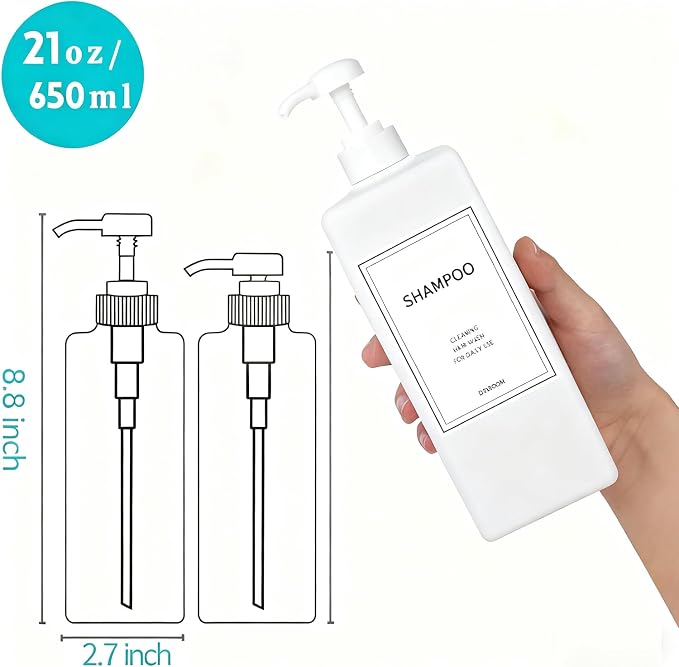 Modern Shampoo and Conditioner Dispenser Refillable Pump Bottle Set Empty - Image 3