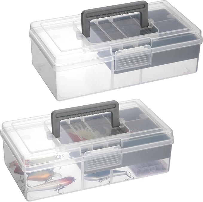 JUXYES 2 Pack Plastic Carry Storage Box by JUXYES