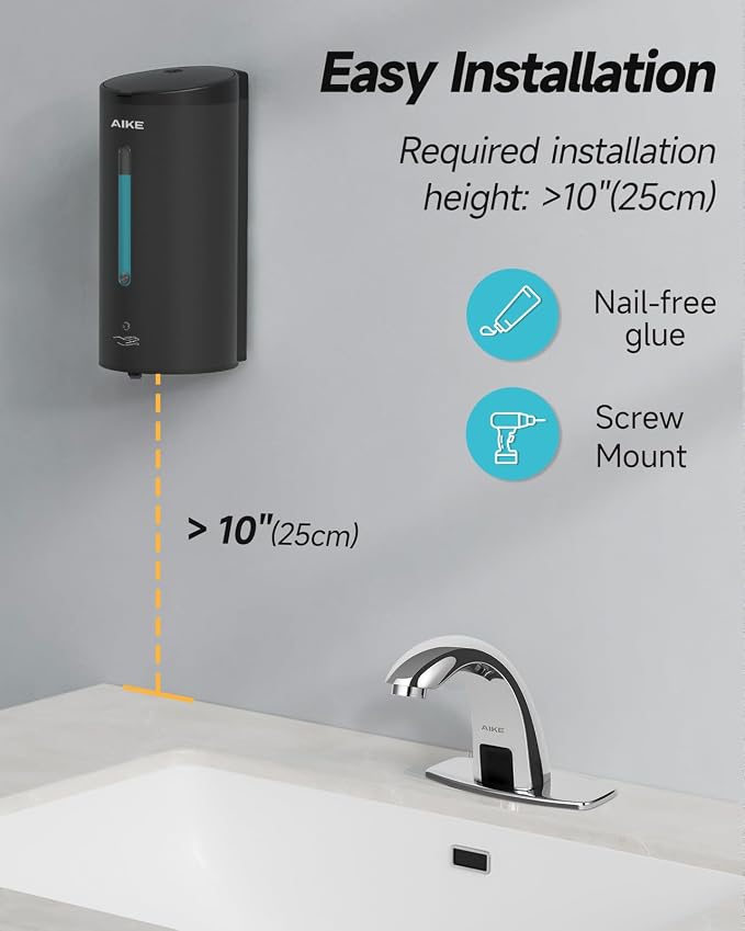 AIKE Wall Mount Automatic Foam Soap Dispenser 25 OZ Commercial Large Capacity - Image 3
