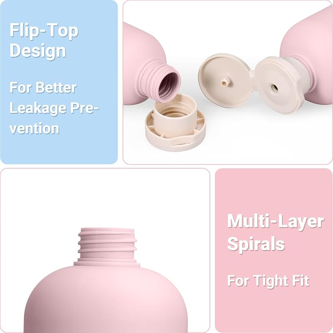 ASEVAT 6.7oz 4Pcs Plastic Refillable Travel Shampoo & Conditioner Bottles - Image 5