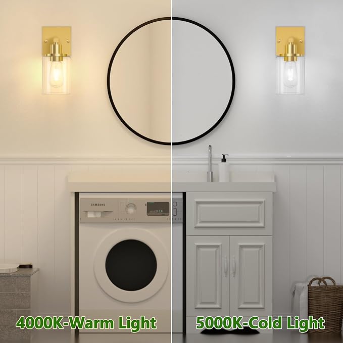 Licperron Gold Wall Sconces Set of 2, Bathroom Sconces Wall Lighting - Image 4