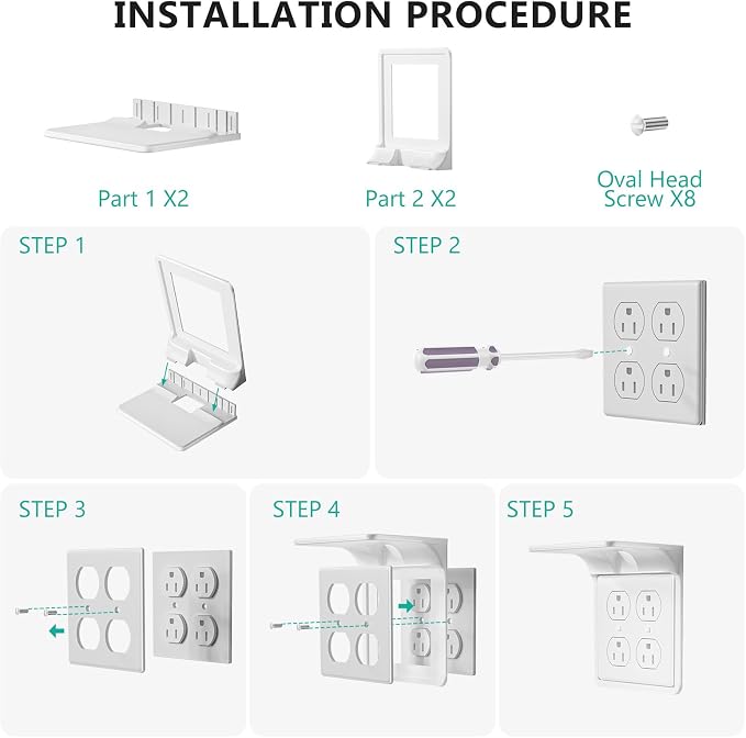 WALI Double Outlet Shelf Wall Holder – Bathroom Shelf Duplex - Image 9