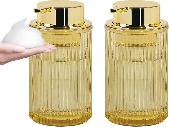 Foaming Soap Dispenser, 12 Oz Amber Glass Foam Hand Soap Dispenser, Refillable by Tonxus