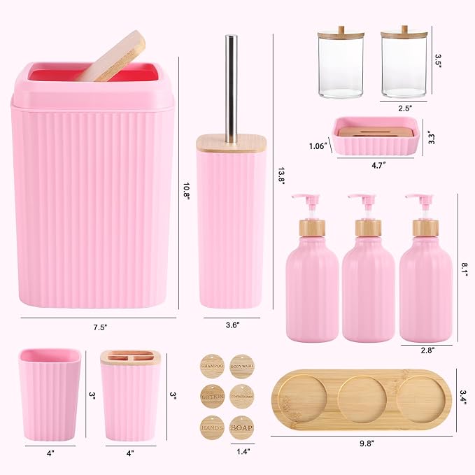 Pink Bathroom Accessories Set 17PCS Bathroom Set - Image 6