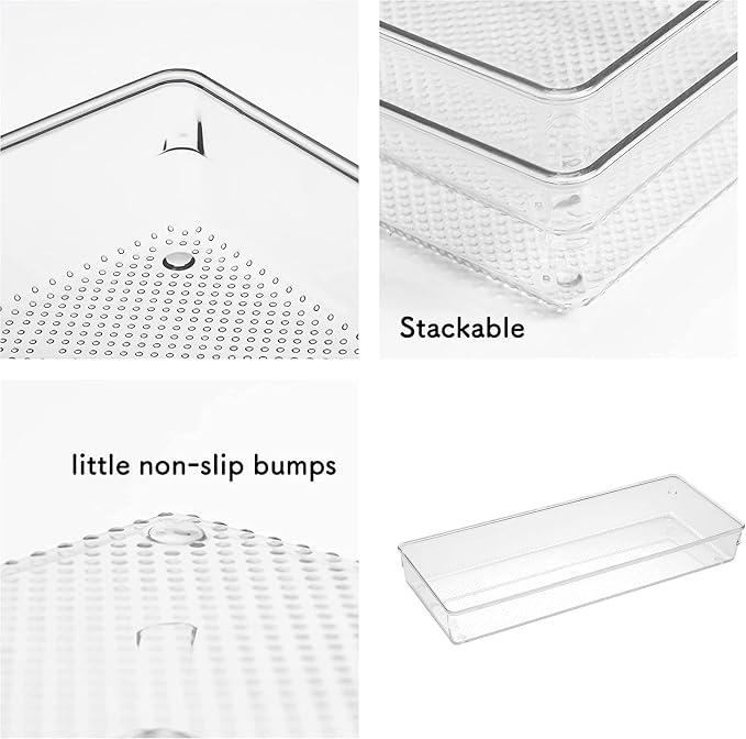 ihomecooker 3 Pack Large Clear Plastic Drawer Organizer Tray Cutlery Utensil - Image 3