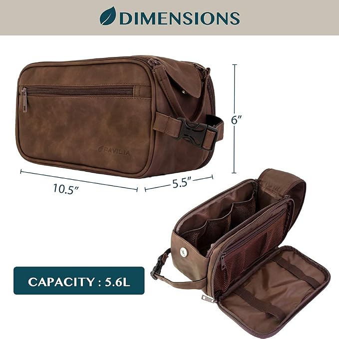 PAVILIA Toiletry Bag for Men, Travel Essentials Shaving Dopp Kit, Mens Travel - Image 4