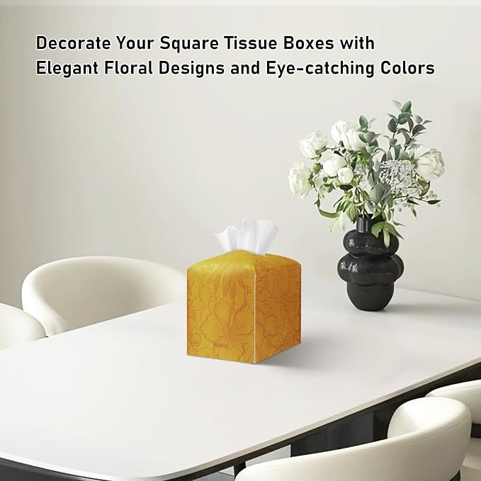 Tissue Box Holder Cover Square Tissue Cube Cover PU Leather Tissue Organizer - Image 2