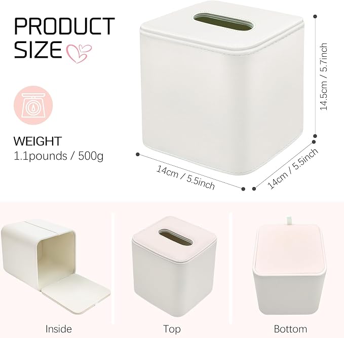 Tissue Box Holder Square PU Leather Stylish Facial Tissue Box - Image 4