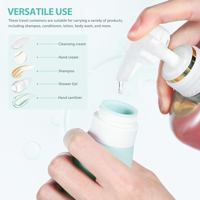 Baluue 2-Pack Silicone Refillable Lotion Containers Travel Size Squeeze Bottles - Image 2