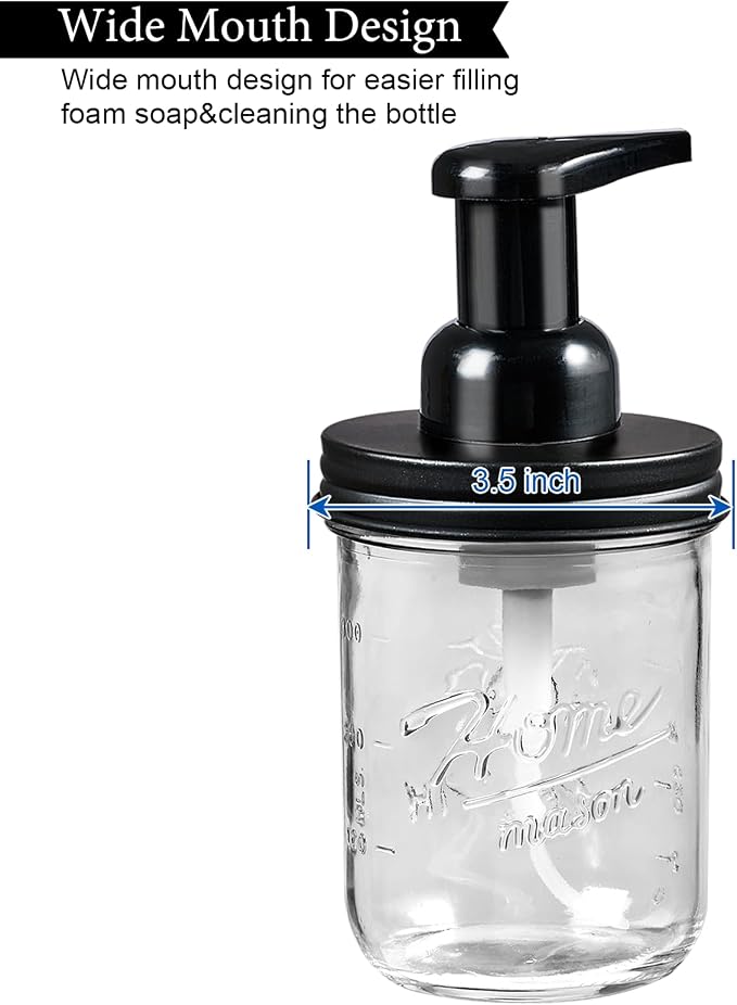 SheeChung Mason Jar Foaming Soap Dispenser, Glass Foaming Hand Soap Dispensers - Image 3