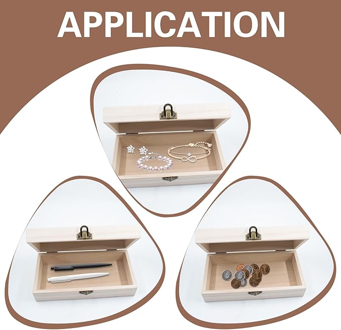 Wood Storage Box with Lid Solid Container Keepsake Decorative Table Large - Image 2