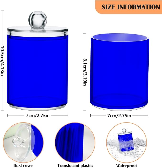Blue Qtip Holder Organizer Dispenser Cotton Swabs Cans Plastic Jars - Image 3
