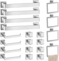 Bathroom Accessories Towel Bar Set: 20 Pieces Brushed Nickel Square Bathroom by PAHSFSLLC
