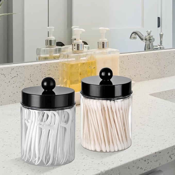 3PC Farmhouse Decor Qtip Holder Apothecary Jars Bathroom Vanity Storage - Image 5