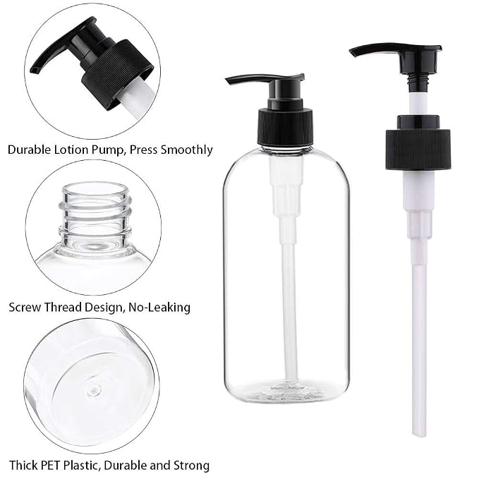 Empty Plastic Pump Bottles Dispenser 4 Pack 16oz/500ml Portable Clear BPA-Free - Image 5