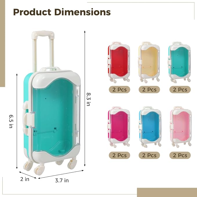 12 PCS Mini Suitcase Party Favor Boxes, Rolling Empty Storage Box - Image 4