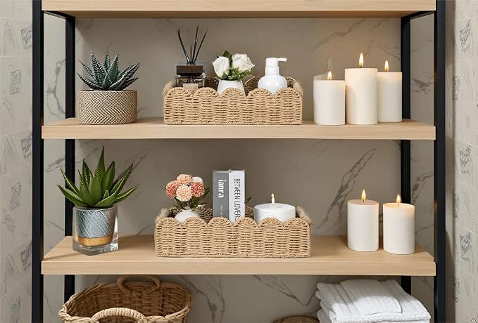 CubesLand Toilet Paper Storage Basket, Scalloped Edge Shelves Basket - Image 7