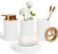 Ceramic Bathroom Accessories Set, Toothbrush Holder, Vanity Tray, and Tumbler by KUKIKAN