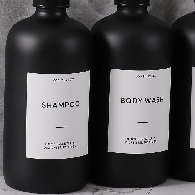 HOMCDALY Shampoo and Conditioner Dispenser, 21oz 3-Pack Refillable Shampoo and - Image 8