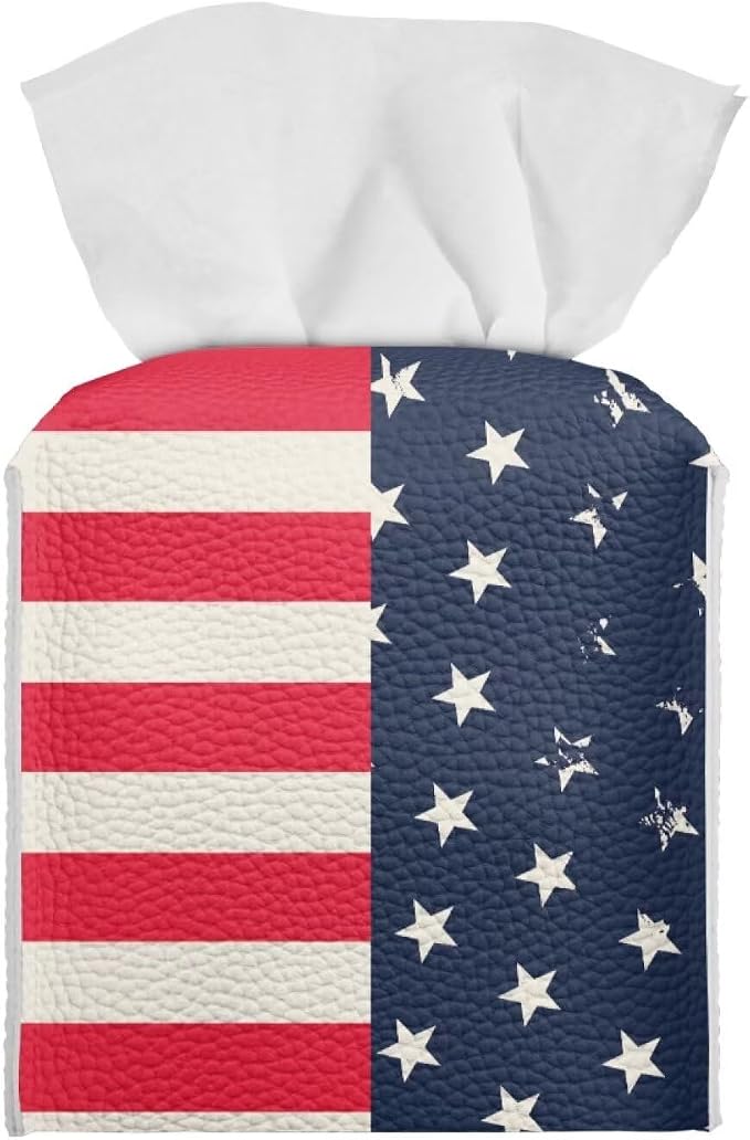 American Flag Tissue Box Holder Stylish Leather Square Tissue Box Cover by Pzuqiu
