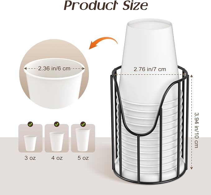 Luxspire Bathroom Cup Dispenser, 3-5oz Dixie Cup Dispenser, Metal Dixie Cup - Image 3