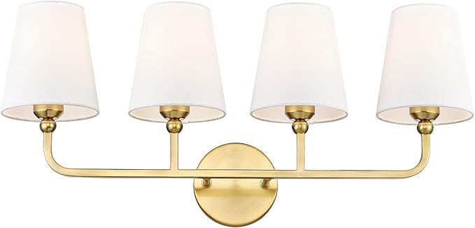 Bathroom Light Fixtures, 4 Light Brushed Gold Vanity Lights by Metwet
