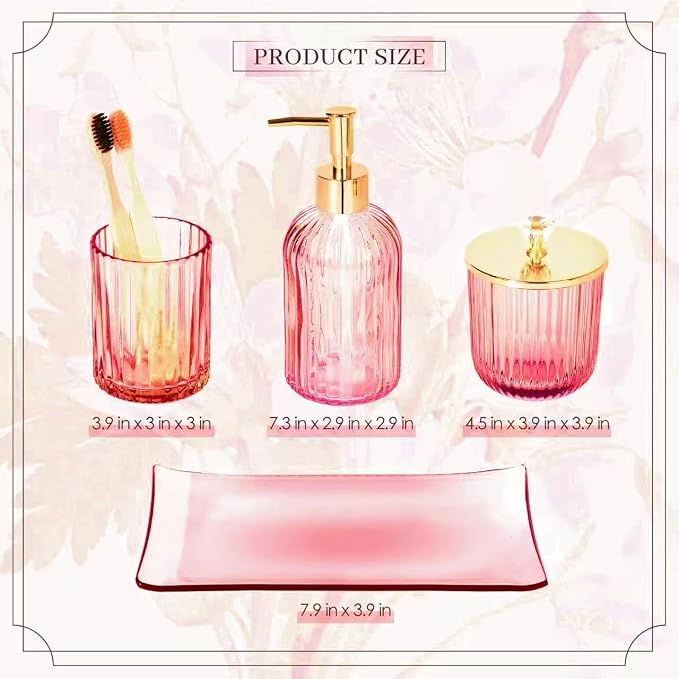 Designer Pink Glass Bathroom Accessories Sets - Image 6