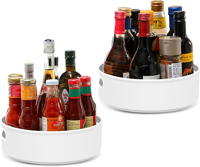 Semlos 2 Packs Lazy Susan Turntable Cupboard Organizer, Revolving Under-Sink by Semlos
