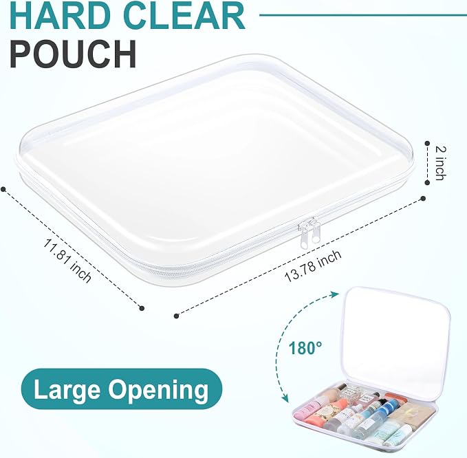 Sanwuta 10 Pcs Hard Zipper Case Clear Hard Pouches Plastic Zipper Pencil Box - Image 2