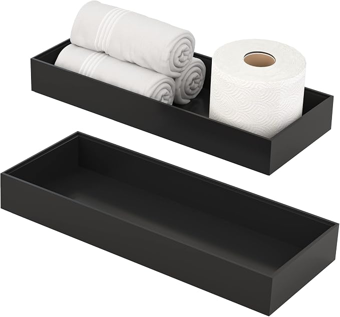 Toilet Tank Tray for Modern Black Bathroom Decor Set of 2 Toilet Tank Topper - Image 2